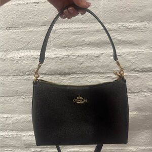 Black leather coach purse